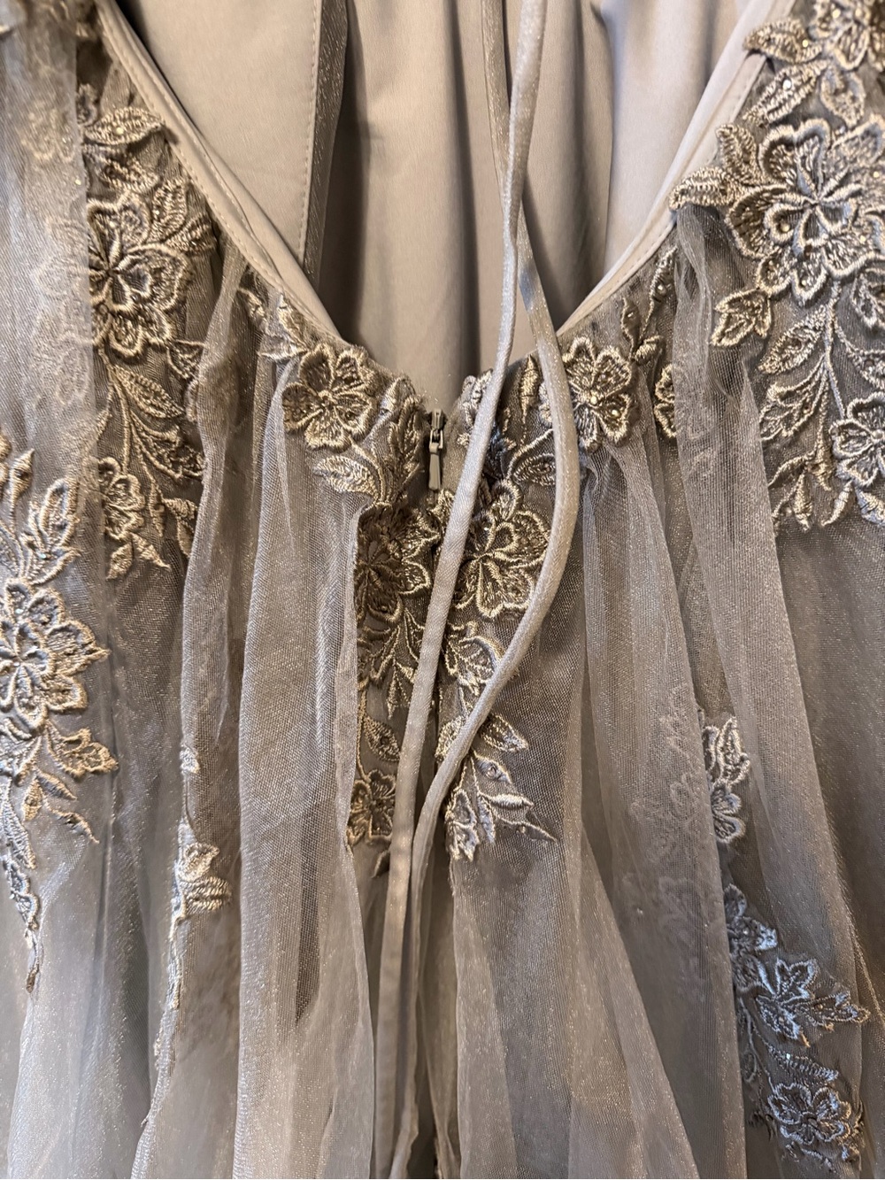 La Femme Silver Gray Embroidered Formal Gown - Picture 10 of 14